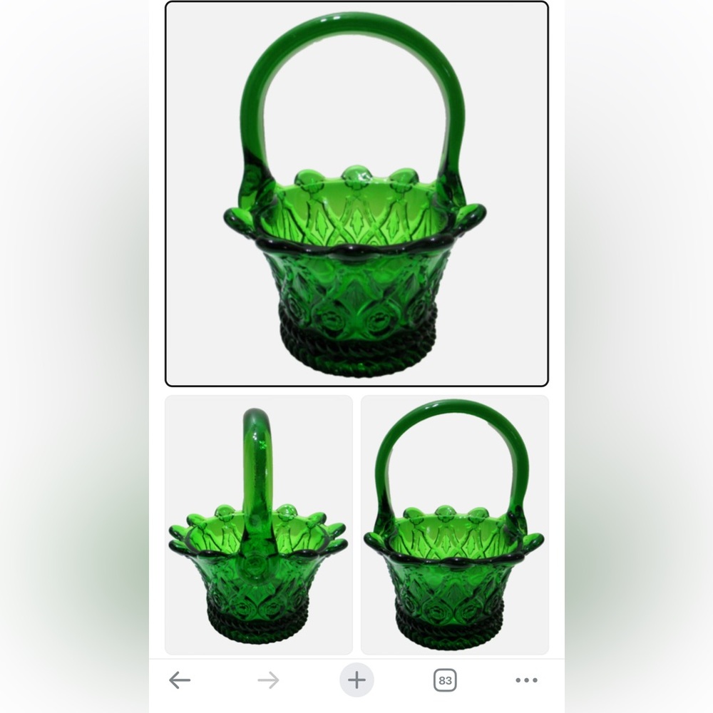 Vintage Indiana Tiara Emerald Glass Basket
